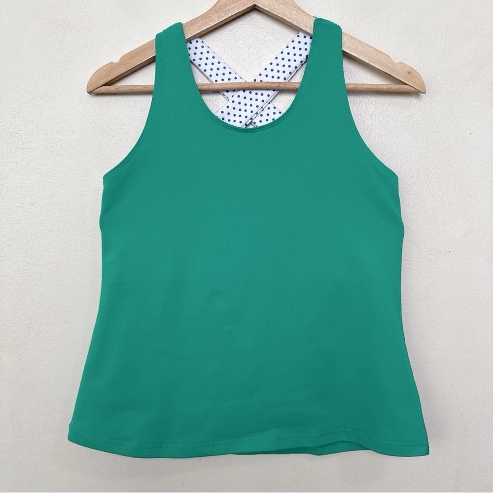 Lululemon Womens 10 Polka Dot Kelly Green Racerback Tank Top
